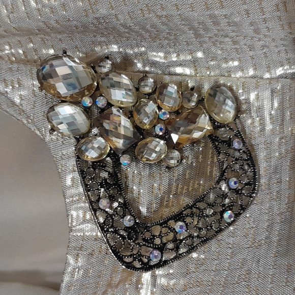 2 piece Golden Suit with slight peplum jacket. - Picture 2 of 2